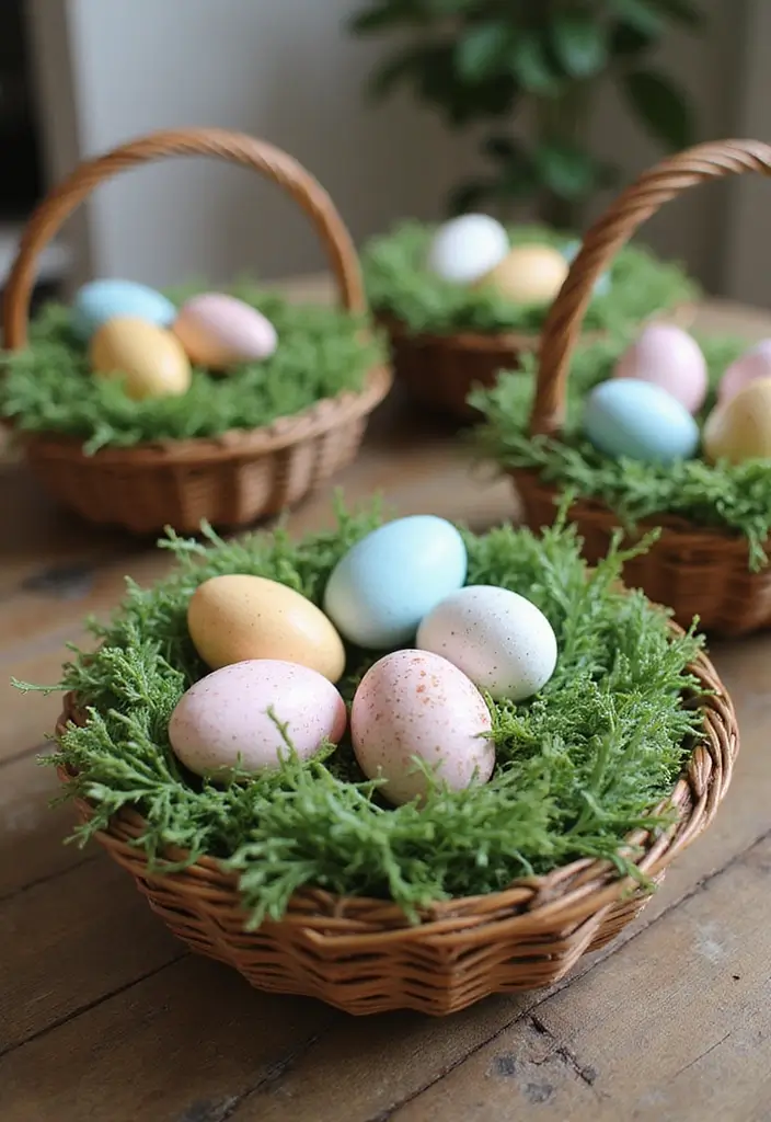 29 Farmhouse Easter Decor Inspirations You’ll Love 4 29 Farmhouse Easter Decor Inspirations You’ll Love - 4. Woven Grass Easter Baskets