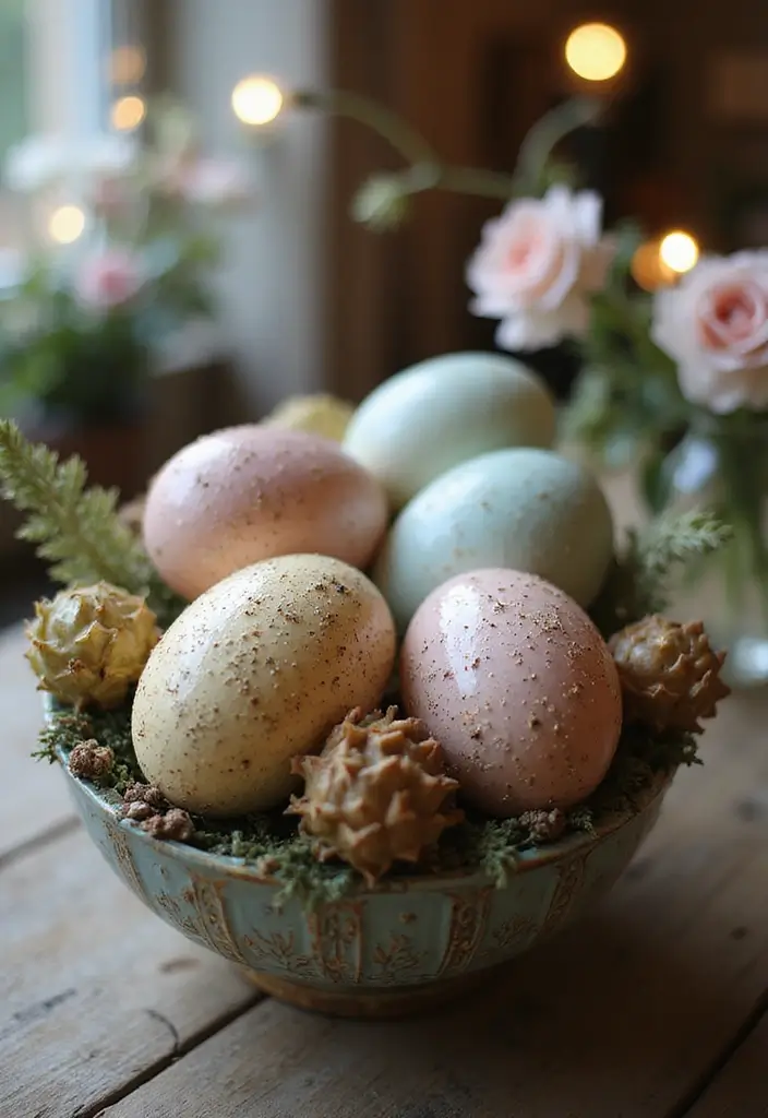 29 Farmhouse Easter Decor Inspirations You’ll Love 7 29 Farmhouse Easter Decor Inspirations You’ll Love - 7. Vintage Glass Egg Display