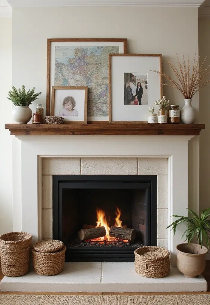29 Farmhouse Fireplace Designs Perfect for Cozy Living - 20. Personal Touches