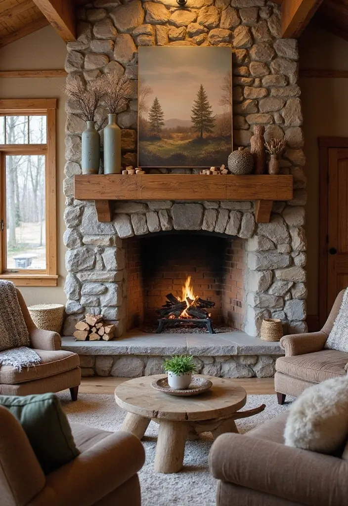 29 Farmhouse Fireplace Designs Perfect for Cozy Living - 5. Stone Hearth Warmth