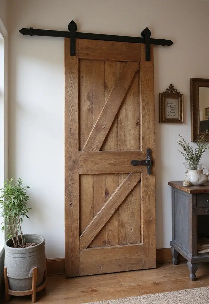 29 Farmhouse Interior Door Ideas with Rustic Appeal 1 29 Farmhouse Interior Door Ideas with Rustic Appeal - 1. Reclaimed Barn Door Elegance