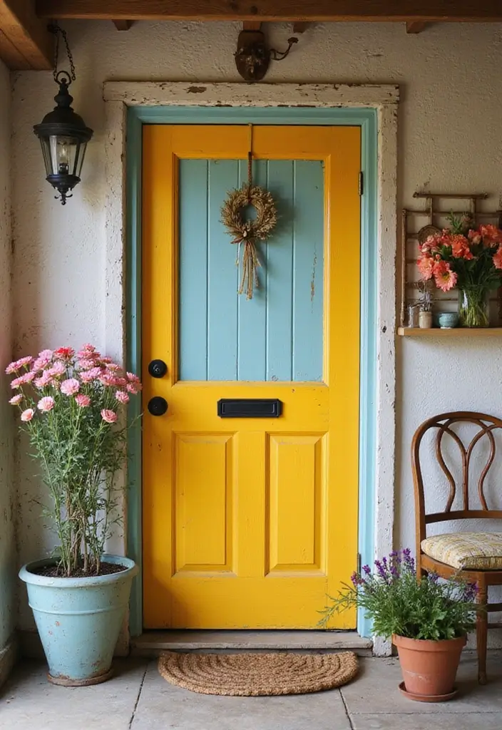 29 Farmhouse Interior Door Ideas with Rustic Appeal 10 29 Farmhouse Interior Door Ideas with Rustic Appeal - 10. Colorful Painted Doors