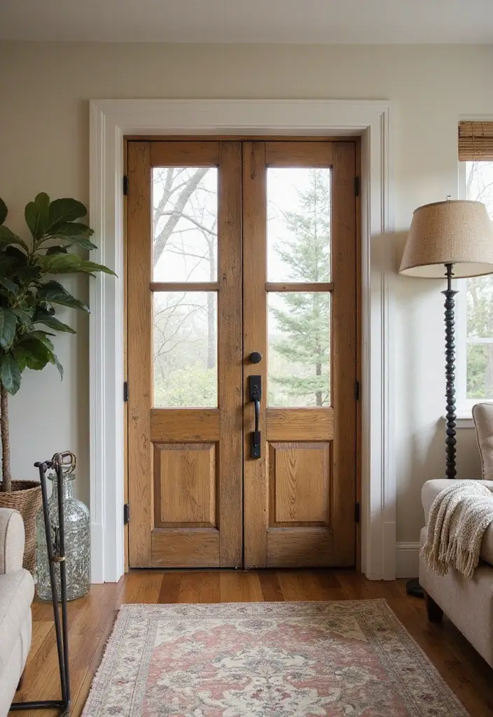 29 Farmhouse Interior Door Ideas with Rustic Appeal 13 29 Farmhouse Interior Door Ideas with Rustic Appeal - 13. Rustic Glass Panel Doors