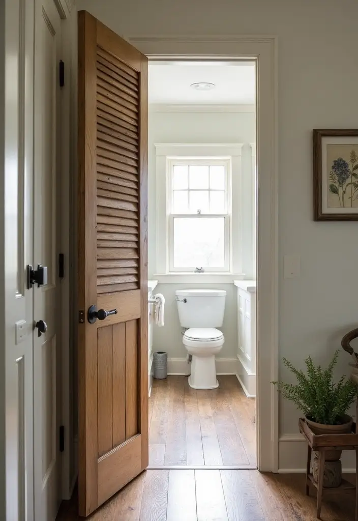 29 Farmhouse Interior Door Ideas with Rustic Appeal 17 29 Farmhouse Interior Door Ideas with Rustic Appeal - 18. Rustic Louvered Doors