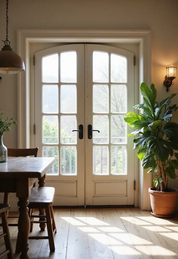 29 Farmhouse Interior Door Ideas with Rustic Appeal 2 29 Farmhouse Interior Door Ideas with Rustic Appeal - 2. Vintage French Doors