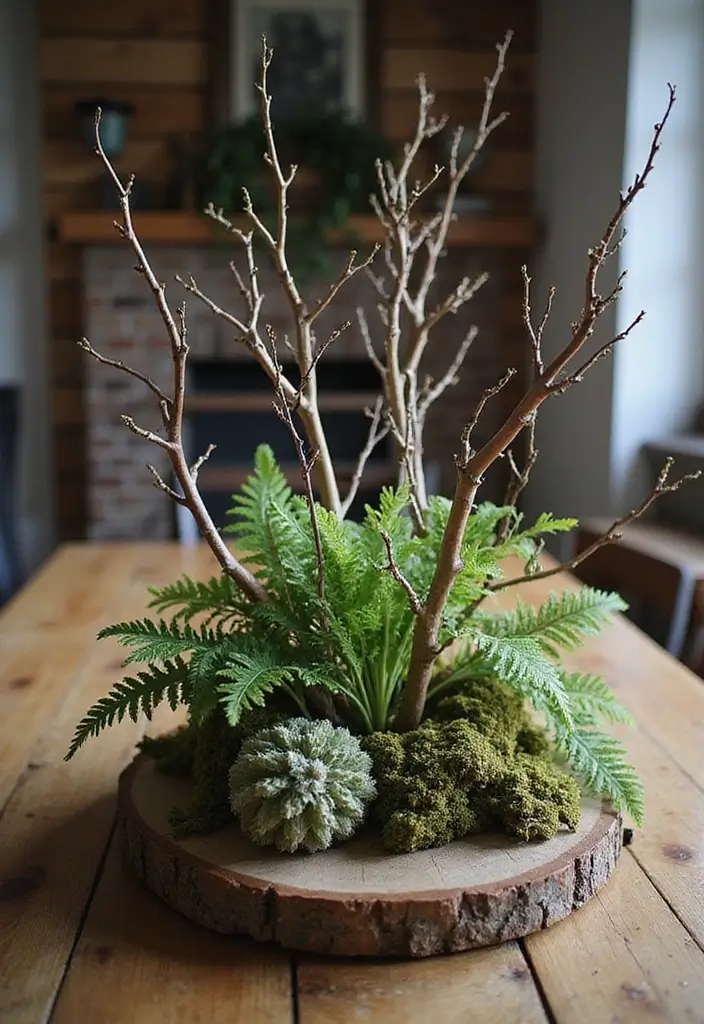 29 Farmhouse Table Centerpieces for Every Season 12 29 Farmhouse Table Centerpieces for Every Season - 12. Natural Wonders: Woodland Centerpieces