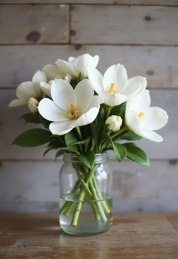 29 Farmhouse Table Centerpieces for Every Season 18 29 Farmhouse Table Centerpieces for Every Season - 18. Southern Charm: Magnolia Centerpieces