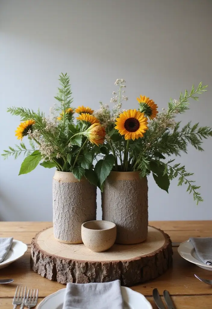 29 Farmhouse Table Centerpieces for Every Season 21 29 Farmhouse Table Centerpieces for Every Season - 21. Rustic Path: Wooden Elements