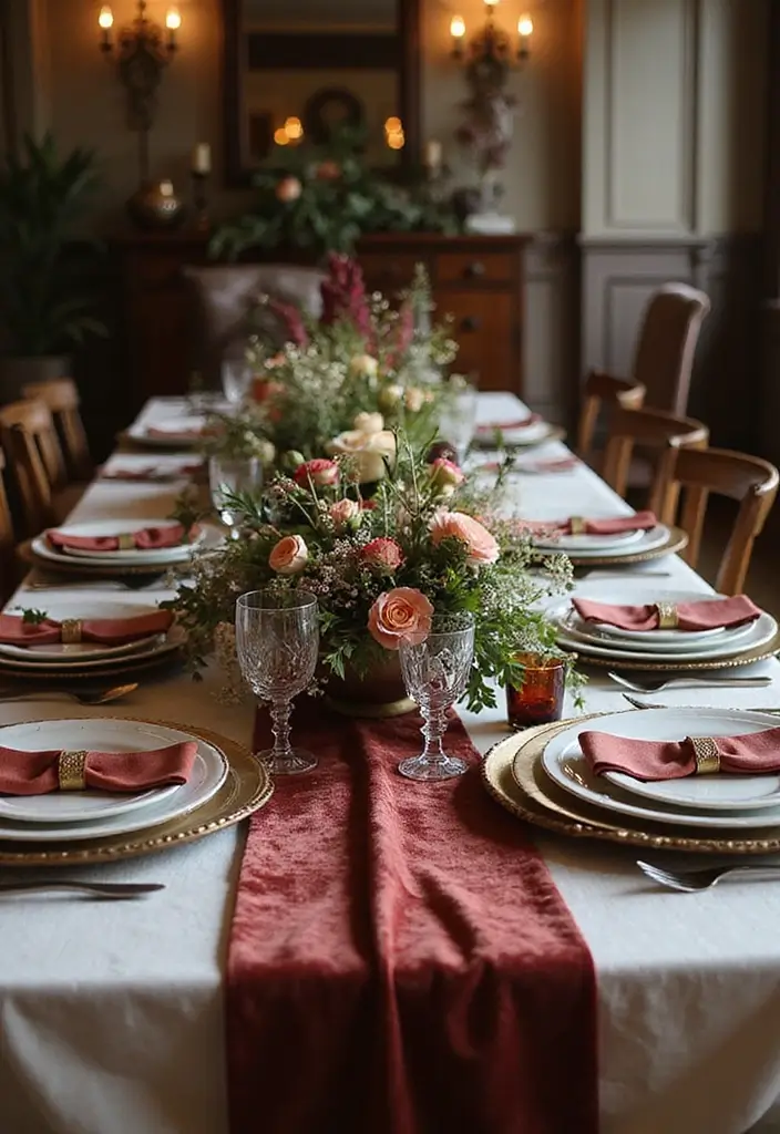 29 Farmhouse Table Centerpieces for Every Season 22 29 Farmhouse Table Centerpieces for Every Season - 22. Luxurious Touch: Velvet Accents