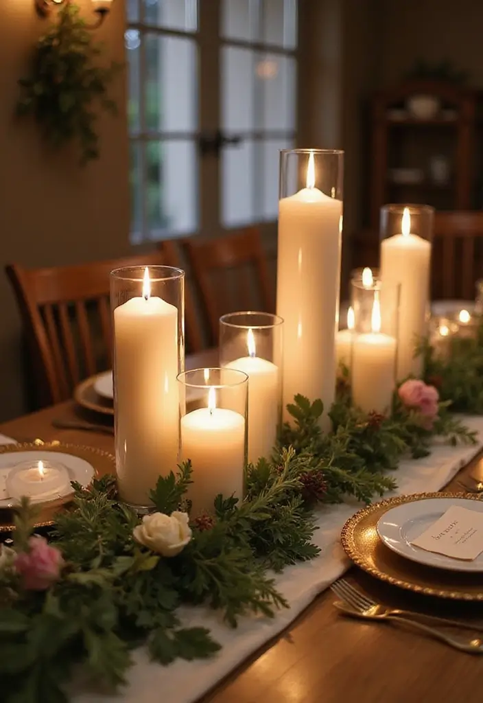 29 Farmhouse Table Centerpieces for Every Season 24 29 Farmhouse Table Centerpieces for Every Season - 24. Candlelit Romance: Soft Glow