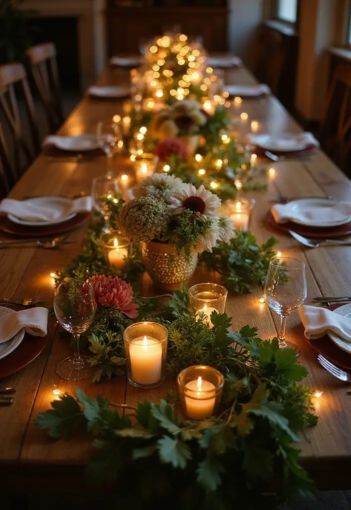 29 Farmhouse Table Centerpieces for Every Season 26 29 Farmhouse Table Centerpieces for Every Season - 26. Whimsical Touch: Fairy Lights