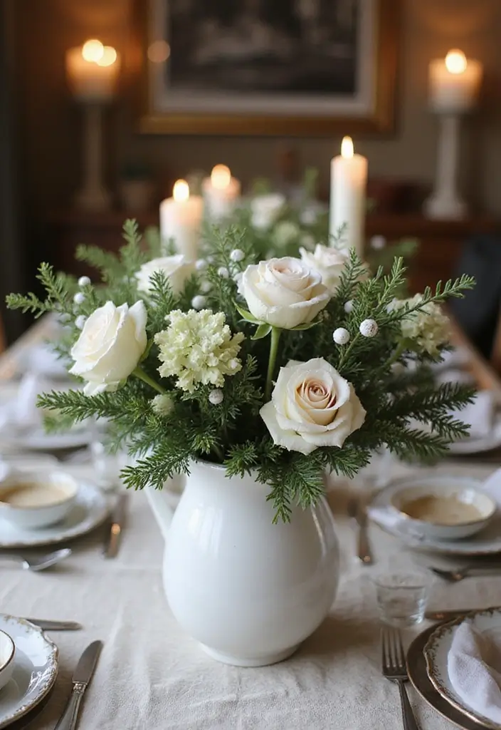 29 Farmhouse Table Centerpieces for Every Season 4 29 Farmhouse Table Centerpieces for Every Season - 4. Winter Wonderland: Cozy and Charming