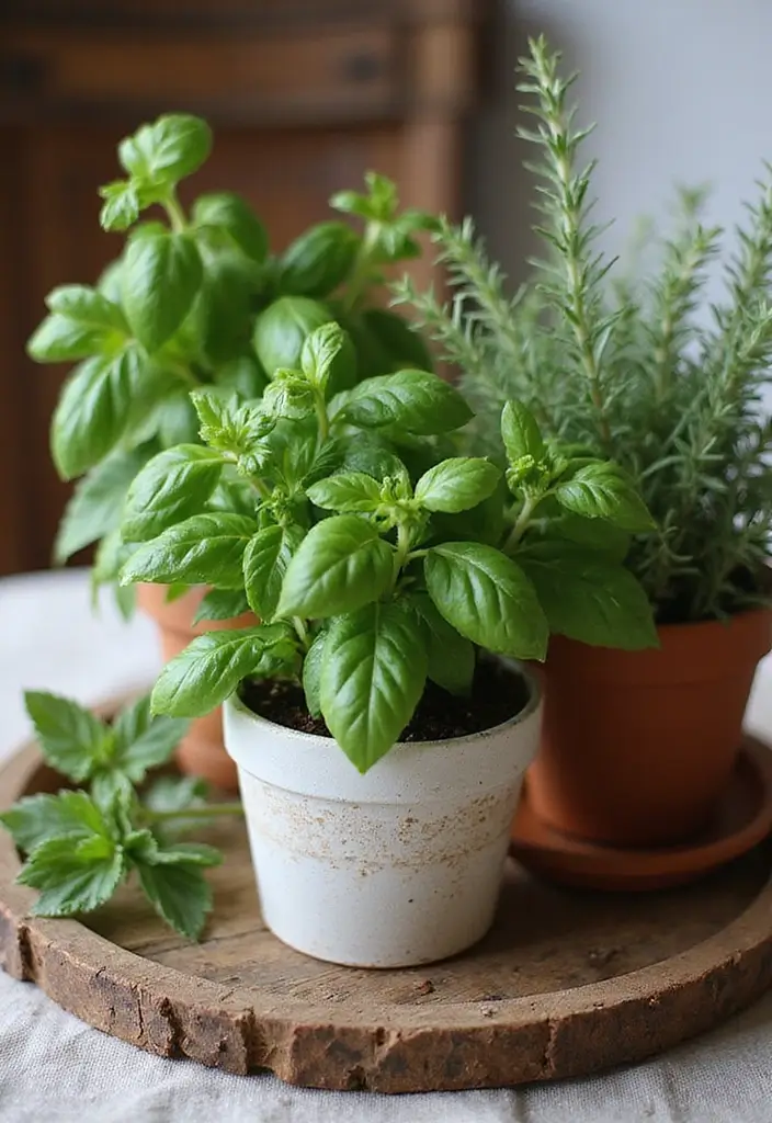 29 Farmhouse Table Centerpieces for Every Season 6 29 Farmhouse Table Centerpieces for Every Season - 6. Garden Fresh: Herb Centerpieces