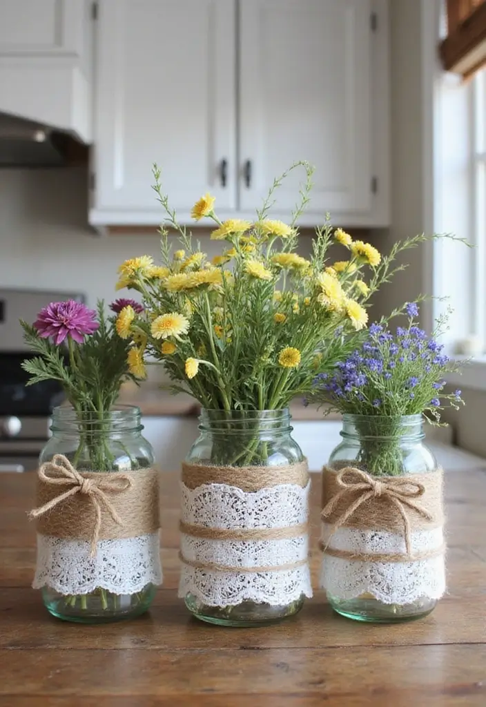30 DIY Farmhouse Decor Projects That Look High-End 24 30 DIY Farmhouse Decor Projects That Look High-End - 24. Upcycled Glass Jars