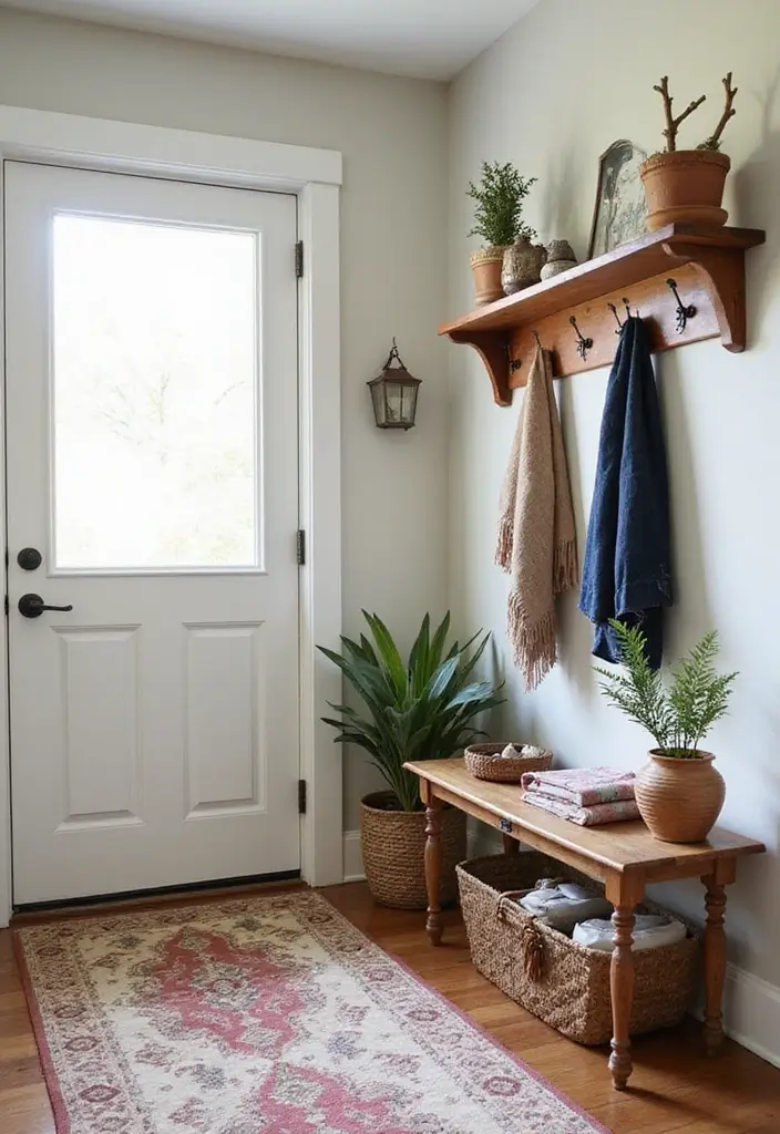 30 Farmhouse Decor Ideas That Transform Any Room - 20. Cozy Entryway Decor