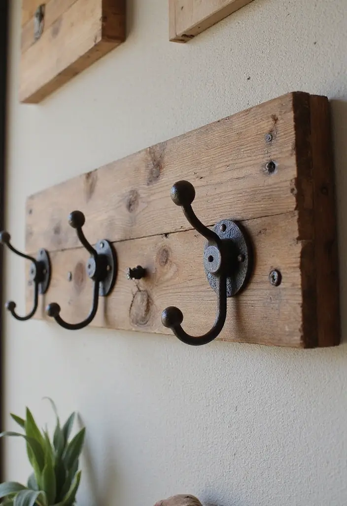 30 Farmhouse Decor Ideas That Transform Any Room - 23. Rustic Wall Hooks
