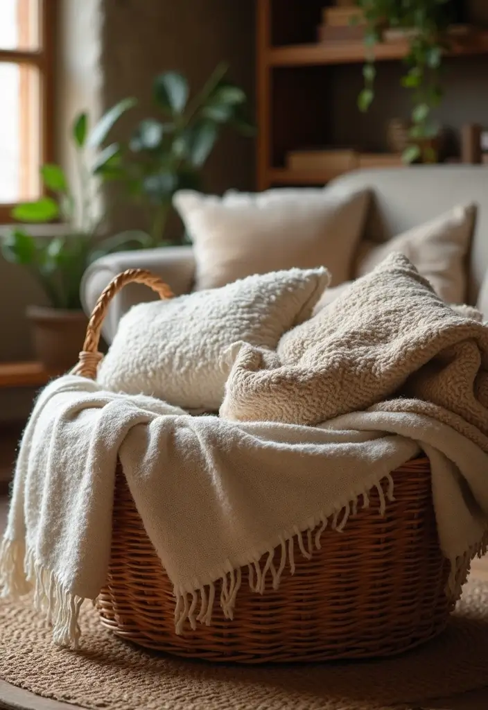 30 Farmhouse Decor Ideas That Transform Any Room - 7. Cozy Blankets and Throws