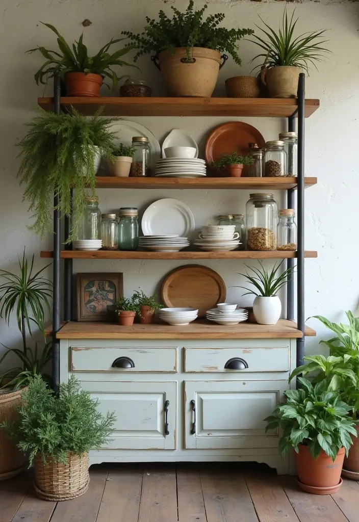 30 Farmhouse Decor Ideas That Transform Any Room - 9. Open Shelving Displays