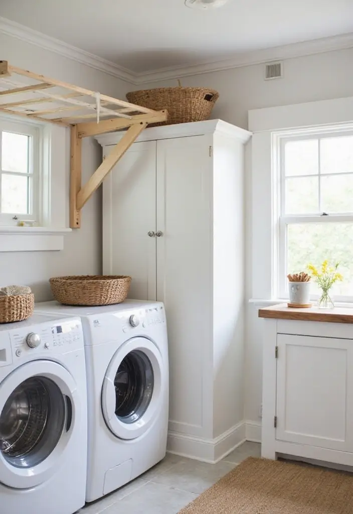 30 Farmhouse Laundry Room Designs Full of Character 13 30 Farmhouse Laundry Room Designs Full of Character - 13. Functional Drying Solutions