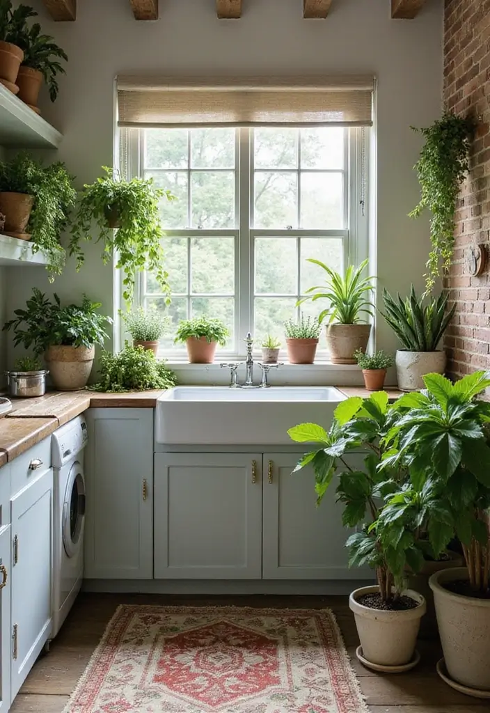30 Farmhouse Laundry Room Designs Full of Character 25 30 Farmhouse Laundry Room Designs Full of Character - 26. Plants for Freshness