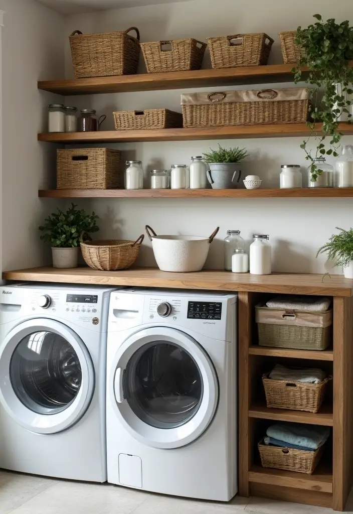 30 Farmhouse Laundry Room Designs Full of Character 3 30 Farmhouse Laundry Room Designs Full of Character - 3. Open Shelving Units