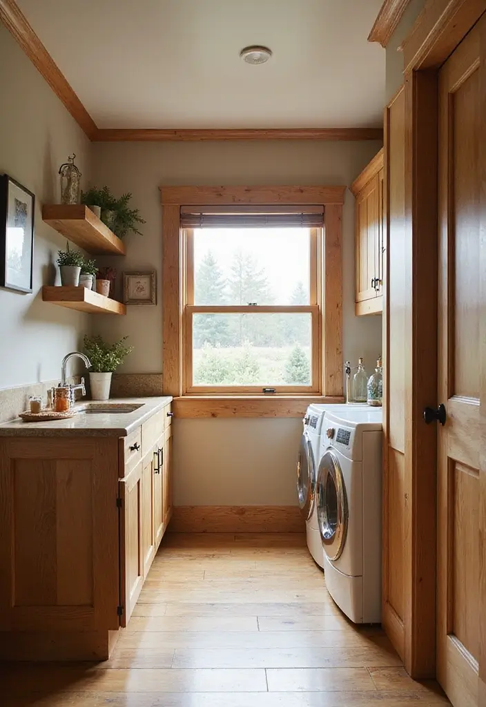 30 Farmhouse Laundry Room Designs Full of Character 6 30 Farmhouse Laundry Room Designs Full of Character - 6. Natural Wood Elements