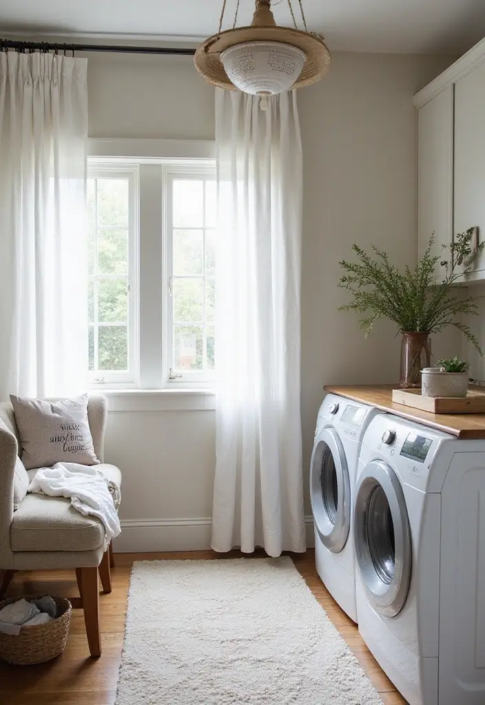 30 Farmhouse Laundry Room Designs Full of Character 9 30 Farmhouse Laundry Room Designs Full of Character - 9. Soft Textiles and Draperies