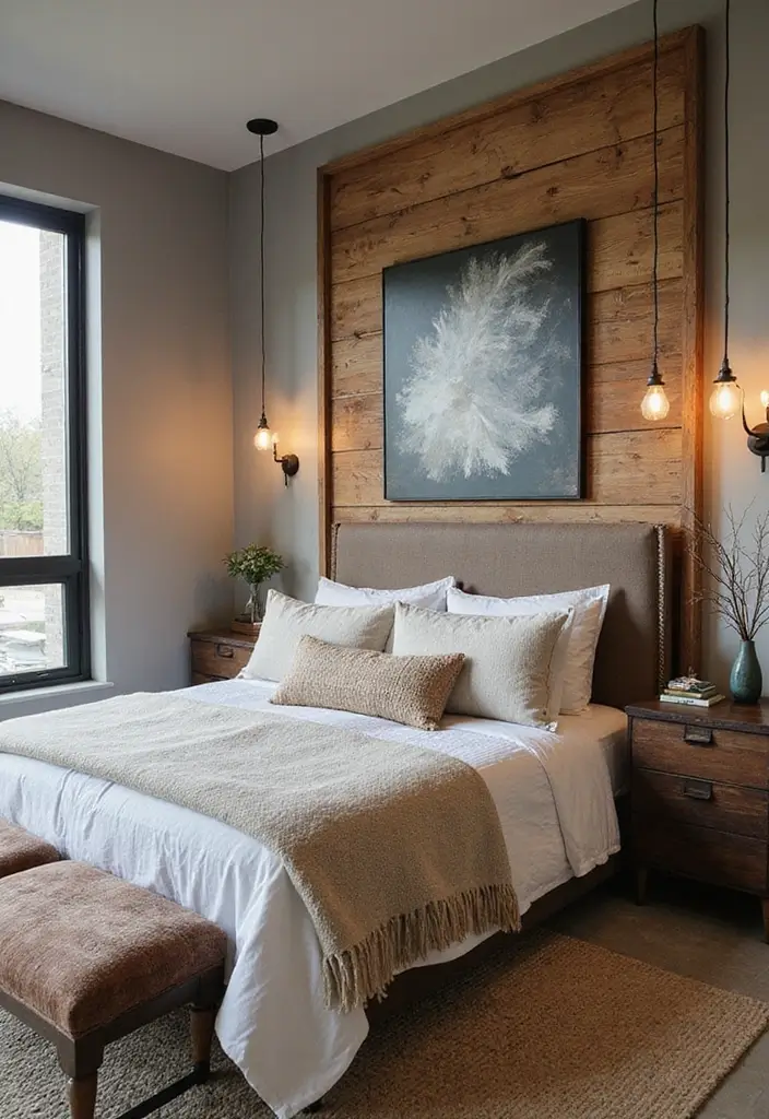 30 Farmhouse Master Bedroom Ideas That Feel Cozy and Chic 12 30 Farmhouse Master Bedroom Ideas That Feel Cozy and Chic - 12. Mixed Media Decor