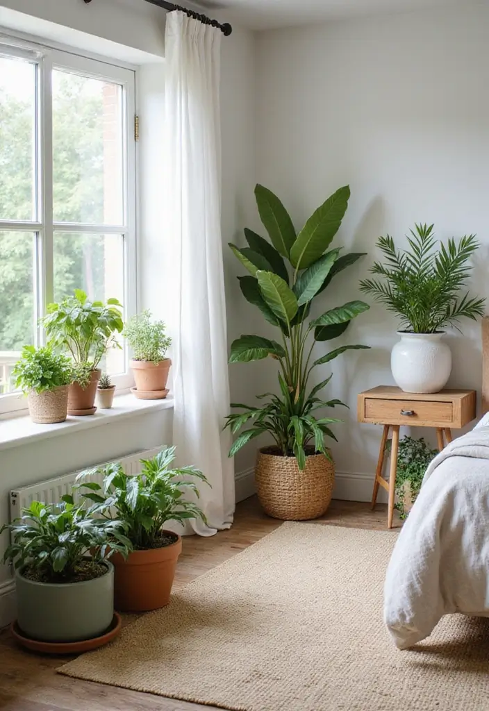 30 Farmhouse Master Bedroom Ideas That Feel Cozy and Chic 18 30 Farmhouse Master Bedroom Ideas That Feel Cozy and Chic - 18. Incorporate Nature with Indoor Plants