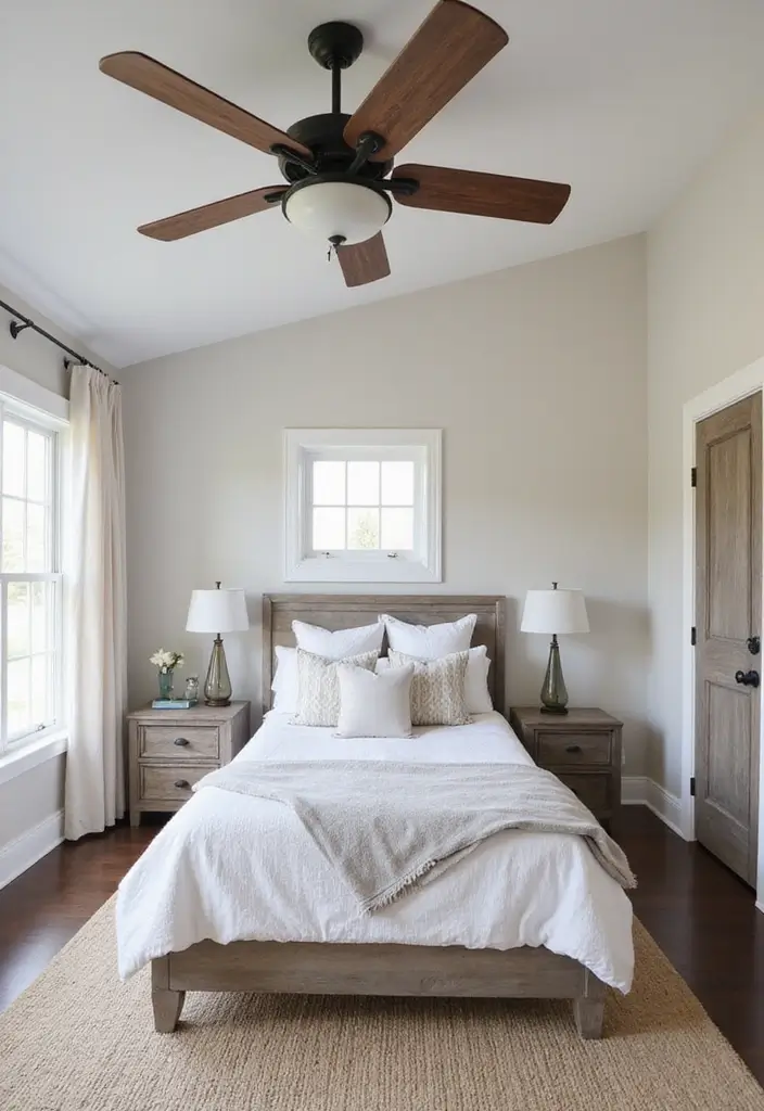 30 Farmhouse Master Bedroom Ideas That Feel Cozy and Chic 29 30 Farmhouse Master Bedroom Ideas That Feel Cozy and Chic - 29. Farmhouse Style Ceiling Fans