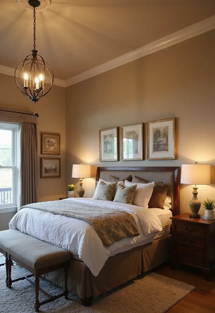 30 Farmhouse Master Bedroom Ideas That Feel Cozy and Chic 5 30 Farmhouse Master Bedroom Ideas That Feel Cozy and Chic - 5. Statement Lighting Fixtures