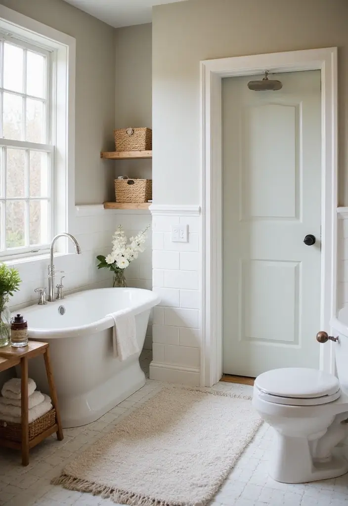 30 Farmhouse Shower Ideas That Feel Rustic and Relaxing 10 30 Farmhouse Shower Ideas That Feel Rustic and Relaxing - 10. Soft Color Palettes