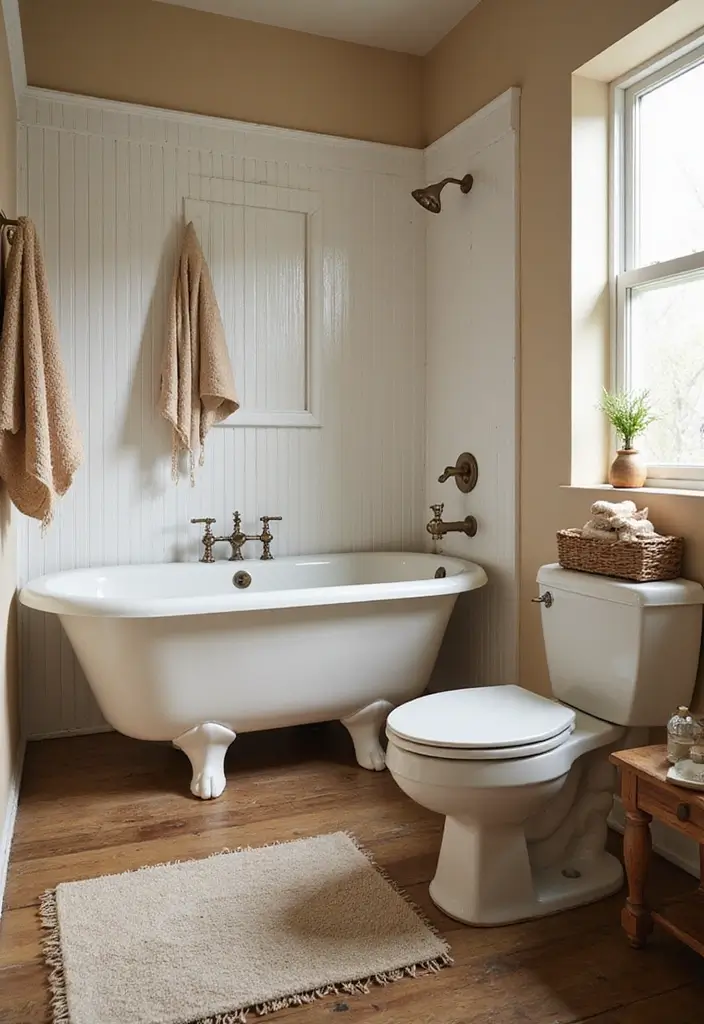 30 Farmhouse Shower Ideas That Feel Rustic and Relaxing 13 30 Farmhouse Shower Ideas That Feel Rustic and Relaxing - 13. Earthy Color Accents