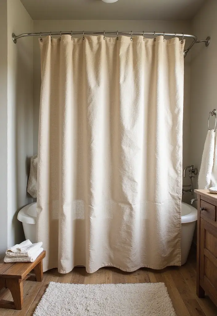 30 Farmhouse Shower Ideas That Feel Rustic and Relaxing 15 30 Farmhouse Shower Ideas That Feel Rustic and Relaxing - 15. Rustic Shower Curtains