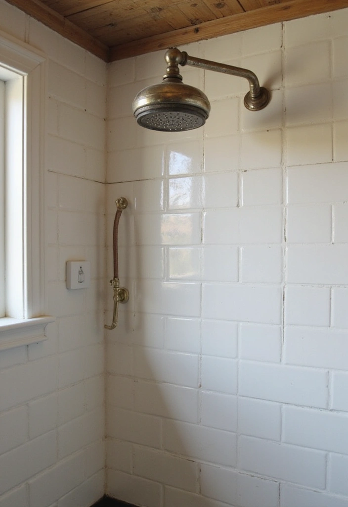 30 Farmhouse Shower Ideas That Feel Rustic and Relaxing 18 30 Farmhouse Shower Ideas That Feel Rustic and Relaxing - 18. Vintage Shower Heads