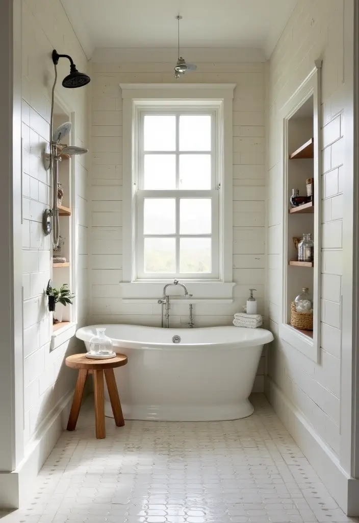 30 Farmhouse Shower Ideas That Feel Rustic and Relaxing 23 30 Farmhouse Shower Ideas That Feel Rustic and Relaxing - 23. Cozy Nooks