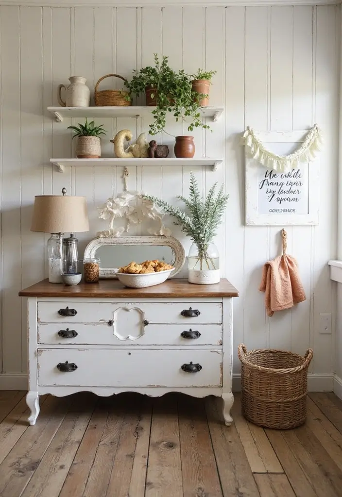 30 Farmhouse Shower Ideas That Feel Rustic and Relaxing 24 30 Farmhouse Shower Ideas That Feel Rustic and Relaxing - 24. Shabby Chic Elements