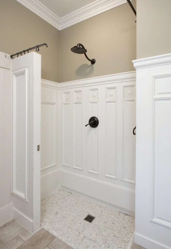 30 Farmhouse Shower Ideas That Feel Rustic and Relaxing 28 30 Farmhouse Shower Ideas That Feel Rustic and Relaxing - 28. Decorative Trim Work