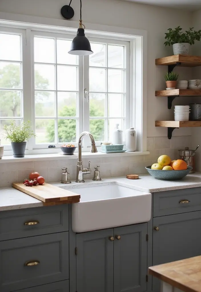 30 Farmhouse Sink Ideas That Make a Statement 19 30 Farmhouse Sink Ideas That Make a Statement - 19. Farmhouse Sink with Integrated Cutting Board