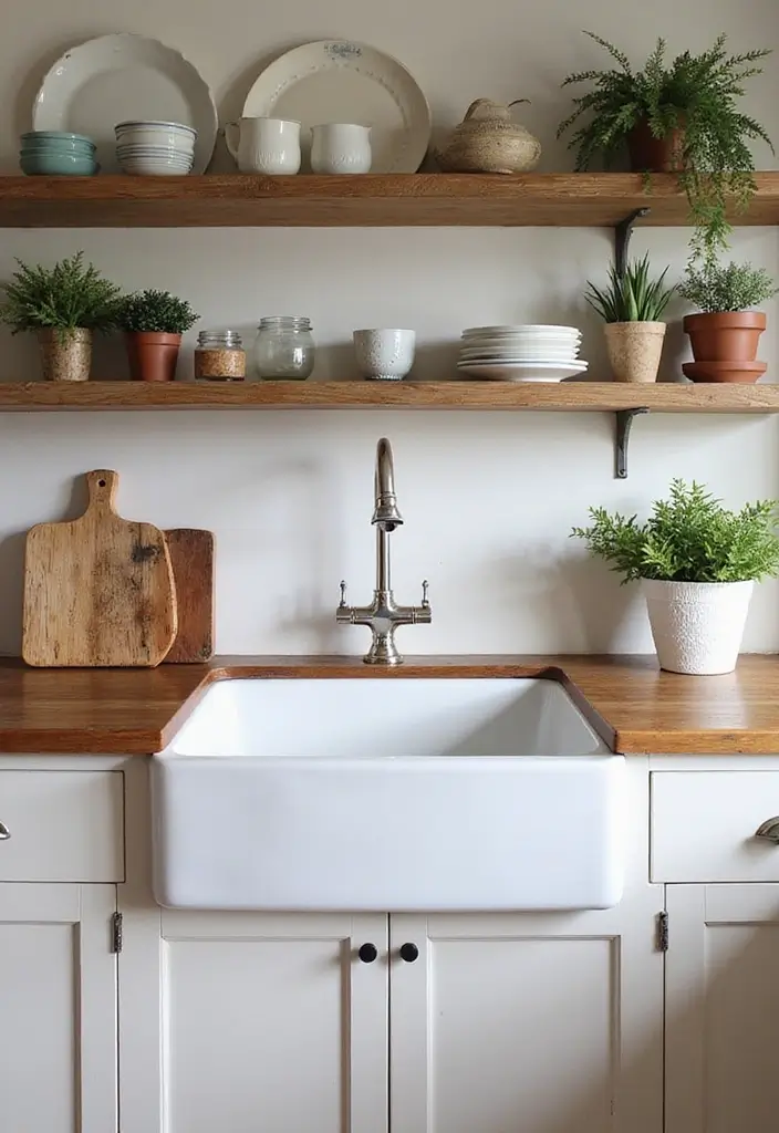 30 Farmhouse Sink Ideas That Make a Statement 2 30 Farmhouse Sink Ideas That Make a Statement - 2. Deep Apron Sink with Rustic Wooden Shelving