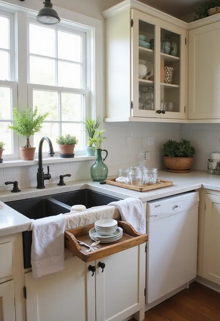 30 Farmhouse Sink Ideas That Make a Statement 25 30 Farmhouse Sink Ideas That Make a Statement - 25. Farmhouse Sink with Vintage Trays