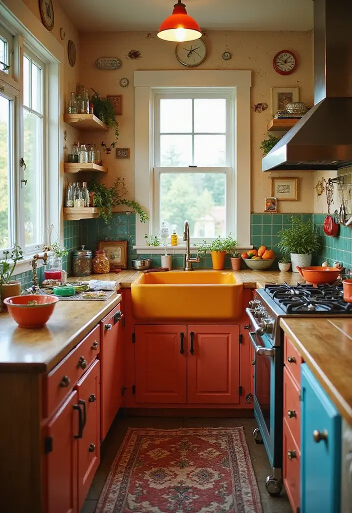 30 Farmhouse Sink Ideas That Make a Statement 4 30 Farmhouse Sink Ideas That Make a Statement - 4. Vintage Cast Iron Sink in Bold Colors