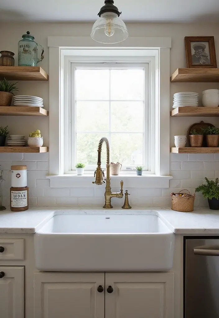 30 Farmhouse Sink Ideas That Make a Statement 9 30 Farmhouse Sink Ideas That Make a Statement - 9. Farmhouse Sink with Vintage Fixtures