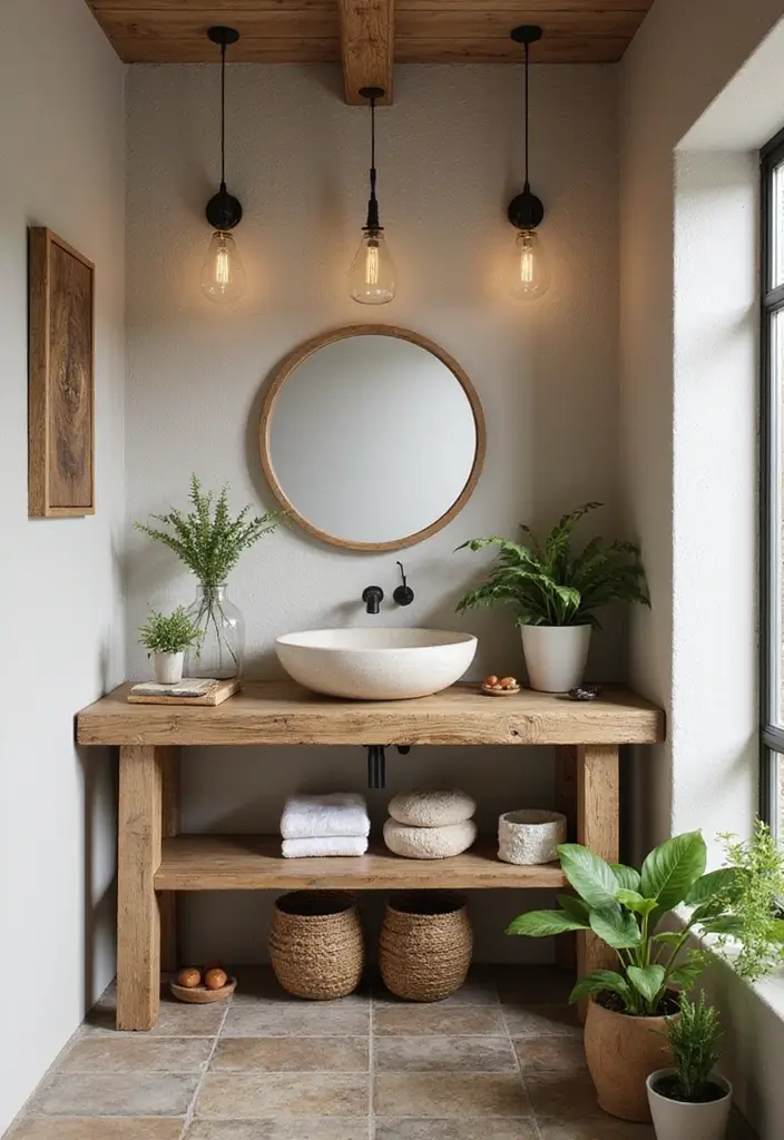 30 Small Farmhouse Bathroom Ideas to Maximize Comfort 10 30 Small Farmhouse Bathroom Ideas to Maximize Comfort - 10. Use of Natural Elements