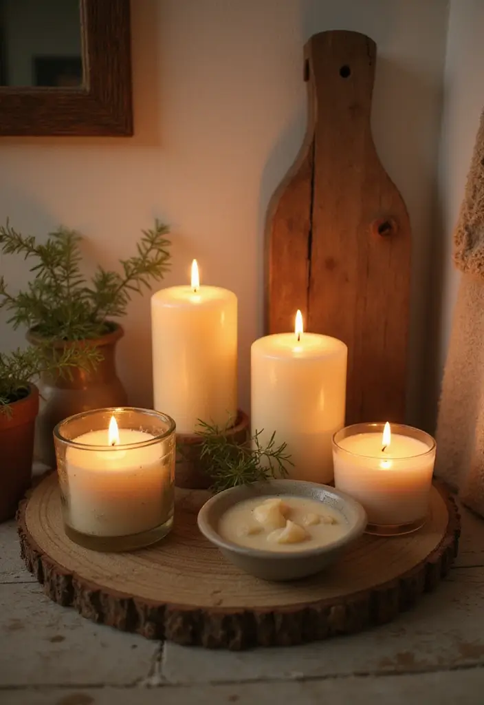 30 Small Farmhouse Bathroom Ideas to Maximize Comfort 23 30 Small Farmhouse Bathroom Ideas to Maximize Comfort - 23. Aromatic Candles