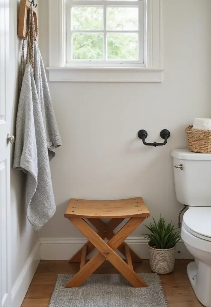 30 Small Farmhouse Bathroom Ideas to Maximize Comfort 27 30 Small Farmhouse Bathroom Ideas to Maximize Comfort - 27. Functional Folding Furniture