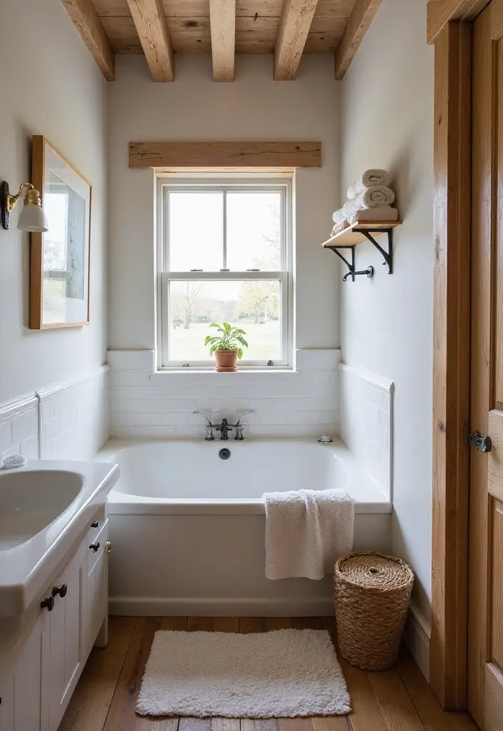 30 Small Farmhouse Bathroom Ideas to Maximize Comfort 29 30 Small Farmhouse Bathroom Ideas to Maximize Comfort - 29. Space-Saving Bathtubs