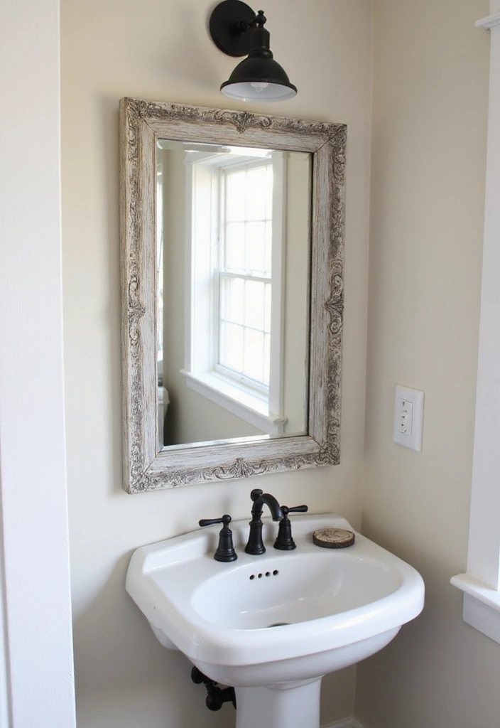 30 Small Farmhouse Bathroom Ideas to Maximize Comfort 5 30 Small Farmhouse Bathroom Ideas to Maximize Comfort - 5. Decorative Mirrors