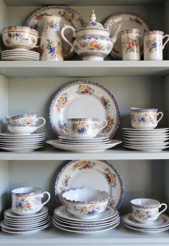 26 Farmhouse Dining Room Designs Full of Rustic Elegance 9 26 Farmhouse Dining Room Designs Full of Rustic Elegance - 9. Vintage Dinnerware