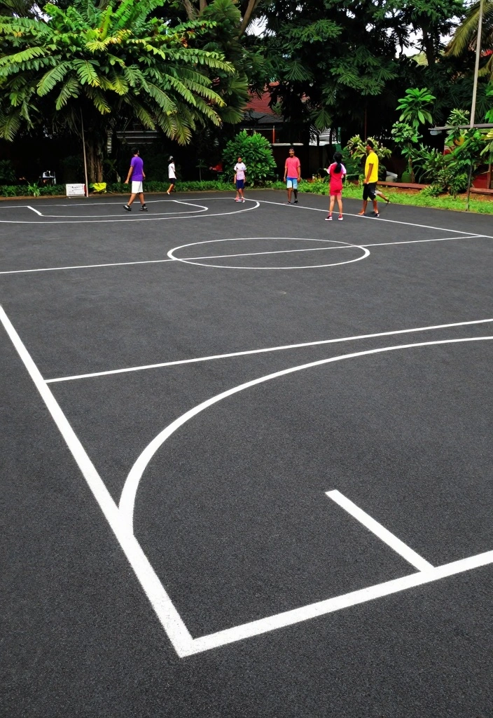 10 Asphalt Backyard Ideas for Clean Low Maintenance Spaces - 5. Asphalt Sports Courts